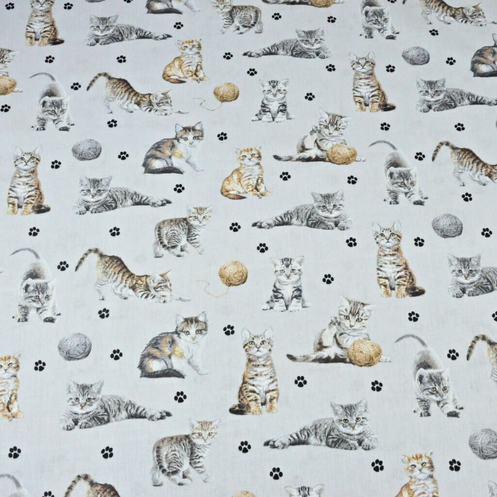 Cotton beige cats on light gray background