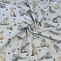 Cotton beige cats on light gray background