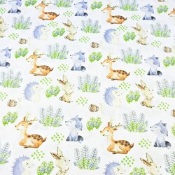 Cotton Forest animals in the meadow on a white background