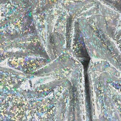 Lama clothing fabric - silver hologram