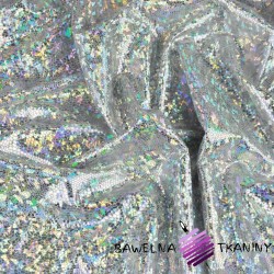 Tkanina ubraniowa lama - hologram srebrny