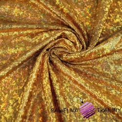 Tkanina ubraniowa lama - hologram złoty - resztki