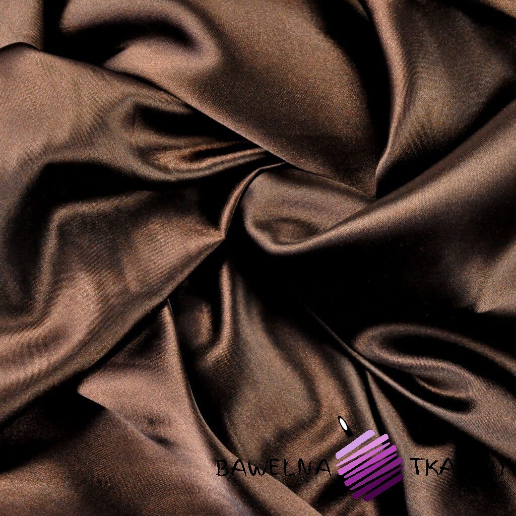 Satin cloth fabric with lycra  - brown