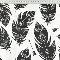 Cotton aztec black feathers on a white background