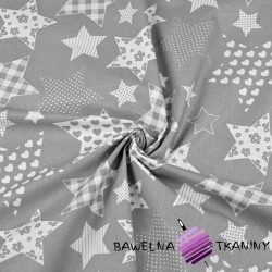 Cotton patterned Stars on gray background