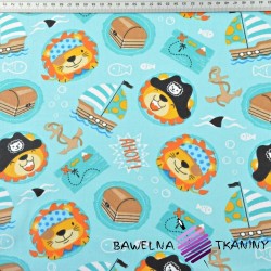 Cotton pirate animals on a turquoise background