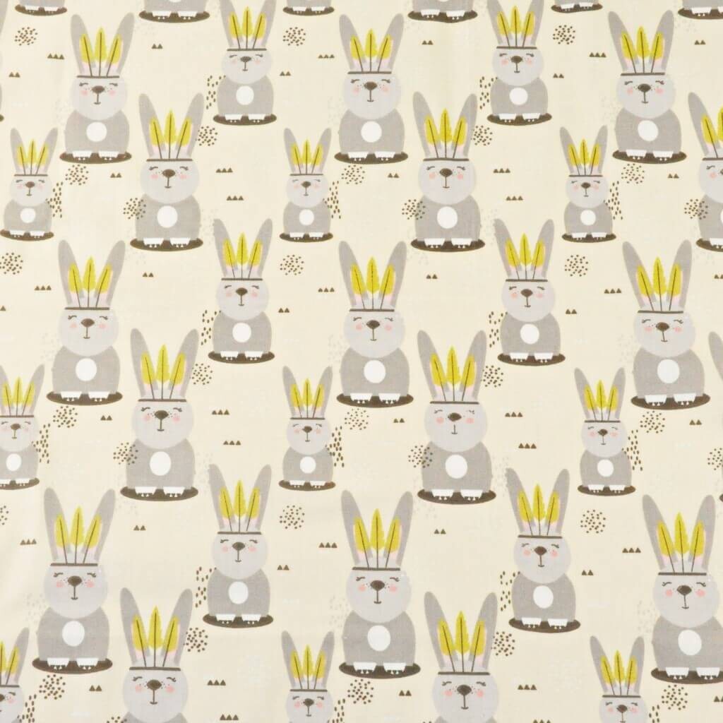 Cotton Apache rabbits on a vanilla background