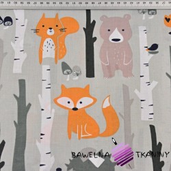 Cotton animals in forest on gray background