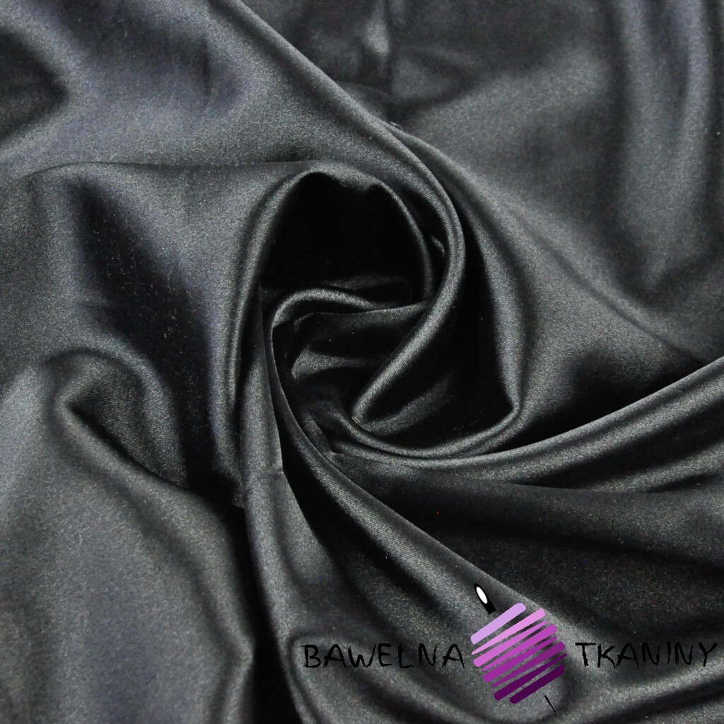 Satin cloth fabric with lycra - black