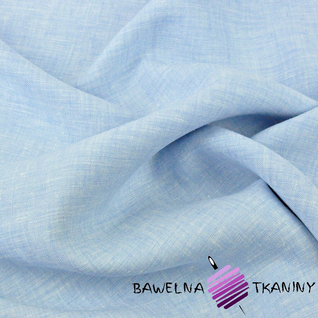 Linen 100% for clothing and bedding, white - blue melange - 185g