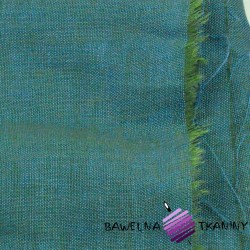Len 100% odzieżowo - pościelowy turkusowo zielony melanż - 185g