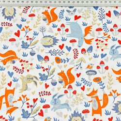 Cotton Moose & Orange-Blue Animals on Meadow on a White Background