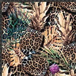 Looped knit digital print - leopard print pineapples
