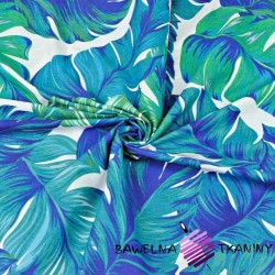 Liście tropikalne niebiesko zielone na białym tle