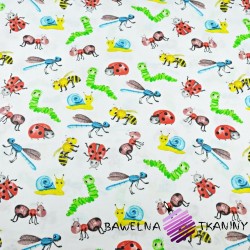 Cotton colorful insects and snails on a white background