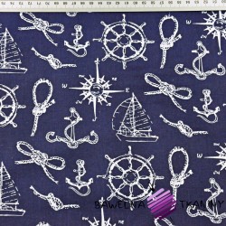 Cotton white sailor patterns on a navy background