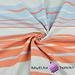 Decorative fabric stripes wide and narrow orange, white and light blue