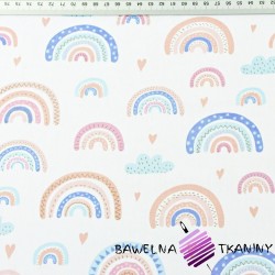 Cotton colorful rainbows on a white background