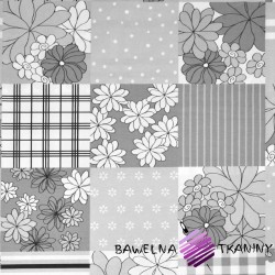 Cotton Black and white flower patchwork