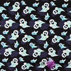 Cotton Jersey knit digital printing of sprites on a navy blue background