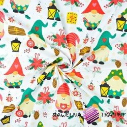 Cotton Christmas pattern colorful sprites with lanterns on a white background