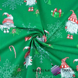 Cotton Christmas pattern sprites in pairs with snowflakes on a green background
