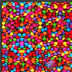 Dresówka pętelka druk cyfrowy - kolorowe cukierki czekoladowe