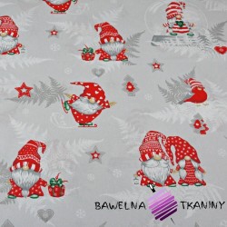 Cotton Christmas pattern sprites with fern leaves on a gray background