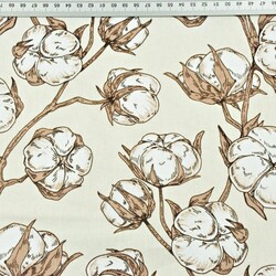 Cotton buds flowers on ecru background