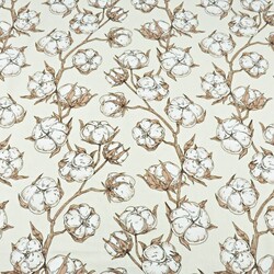 Cotton buds flowers on ecru background