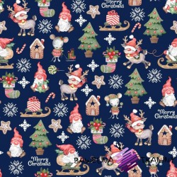 Cotton Christmas pattern sprites with mice on a navy background