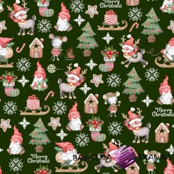 Cotton Christmas pattern sprites with mice on a green background
