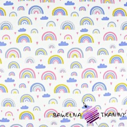 Cotton blue-pink rainbows on a white background