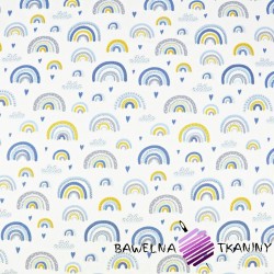 Cotton blue-yellow rainbows on a white background