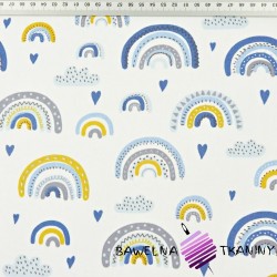 Cotton blue-yellow rainbows on a white background