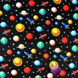 Cotton Colorful planets on a black background
