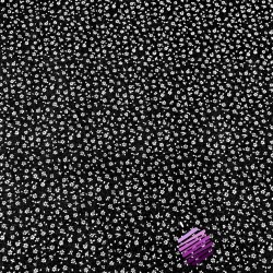 Cotton MINI white meadow with dots on black background