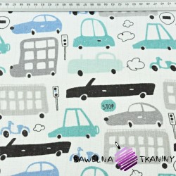 Cotton tetra cars gray-turquoise on a white background