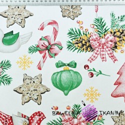Cotton Christmas pattern decorations RETRO on white background