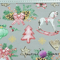 Cotton Christmas pattern decorations RETRO on gray background