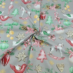 Cotton Christmas pattern decorations RETRO on gray background