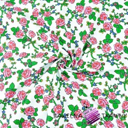 Cotton krakow folk rose pattern on white background