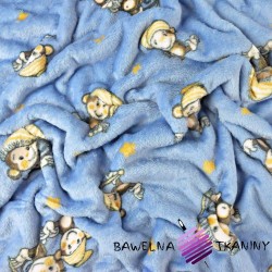 Soft fleece monkeys on a blue background