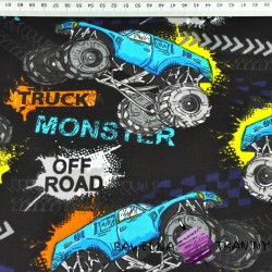 Cotton monster truck cars on black background
