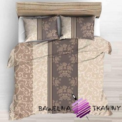 Cotton flowers and ornament in beige and brown stripes - 220cm