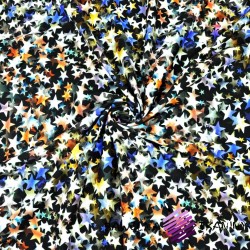 Jersey Knit Digital Print colorful stars on a black background