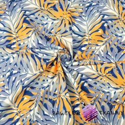 Liście palmowe niebiesko pomarańczowe na białym tle