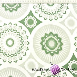 Cotton pattern of jadeite mandalas on a white background