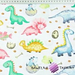 Cotton Colorful baby dinosaurs on a white background