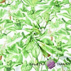 Cotton green leaves in the jungle on a white background - 220 cm